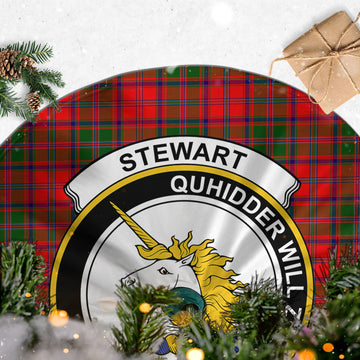 Stewart of Appin Modern Tartan Christmas Tree Skirt with Family Crest