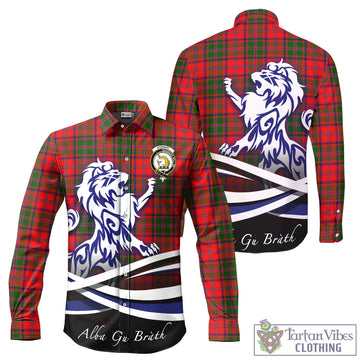 Stewart of Appin Modern Tartan Long Sleeve Button Up Shirt with Alba Gu Brath Regal Lion Emblem