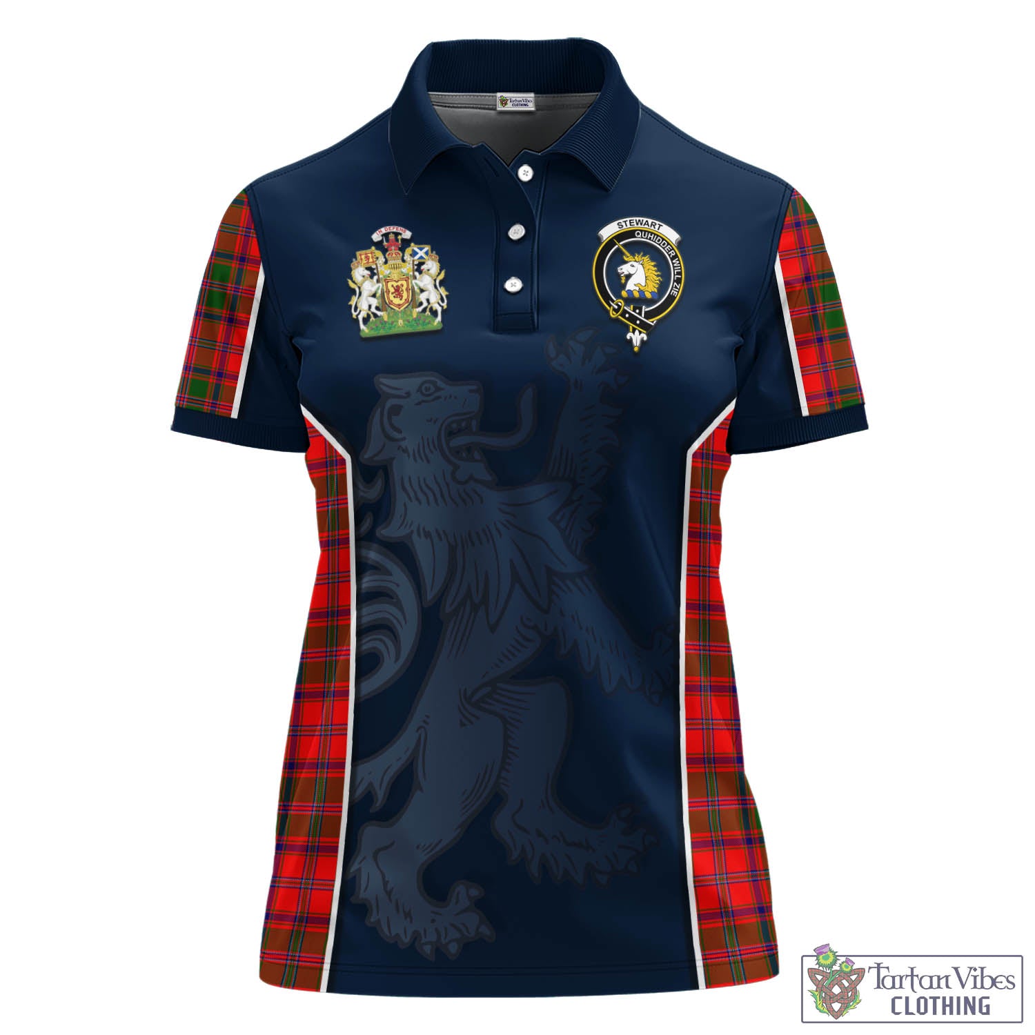 Stewart of Appin Modern Tartan Women's Polo Shirt with Family Crest and Lion Rampant Vibes Sport Style - Tartan Vibes Clothing