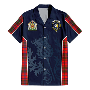 Stewart of Appin Modern Tartan Short Sleeve Button Up Shirt with Family Crest and Scottish Thistle Vibes Sport Style