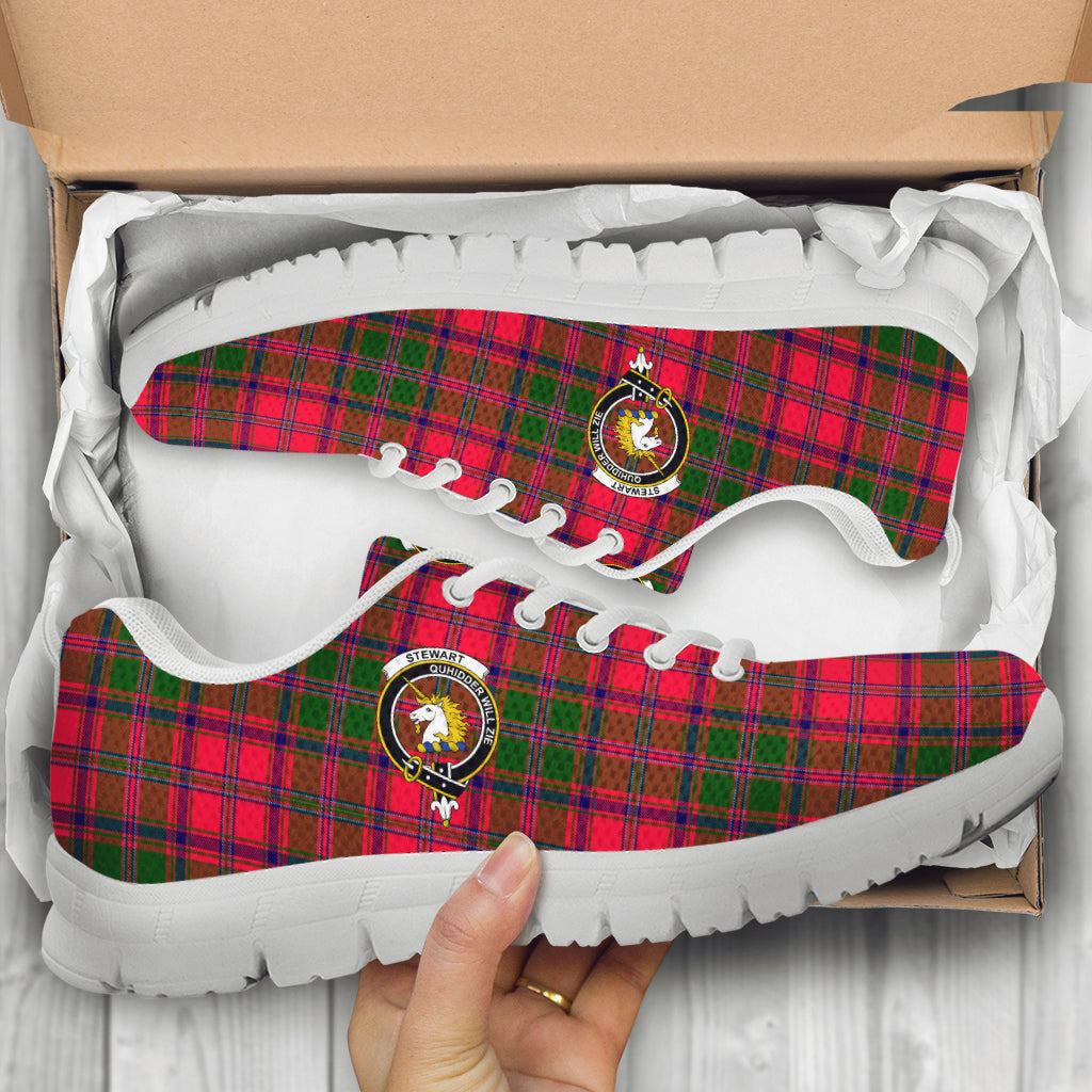 Stewart of Appin Modern Tartan Sneakers with Family Crest - Tartan Vibes Clothing