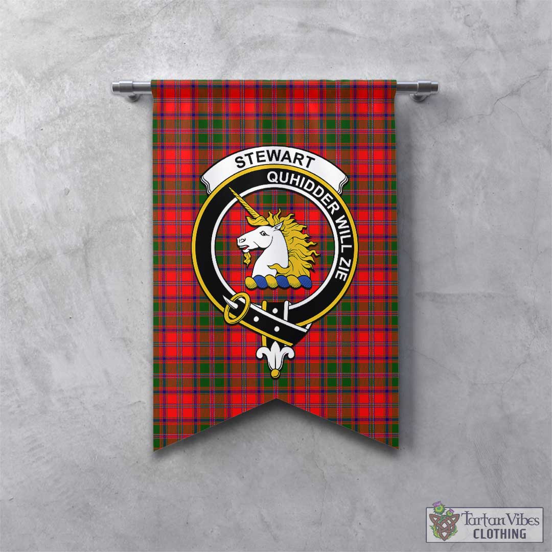 Tartan Vibes Clothing Stewart of Appin Modern Tartan Gonfalon, Tartan Banner with Family Crest