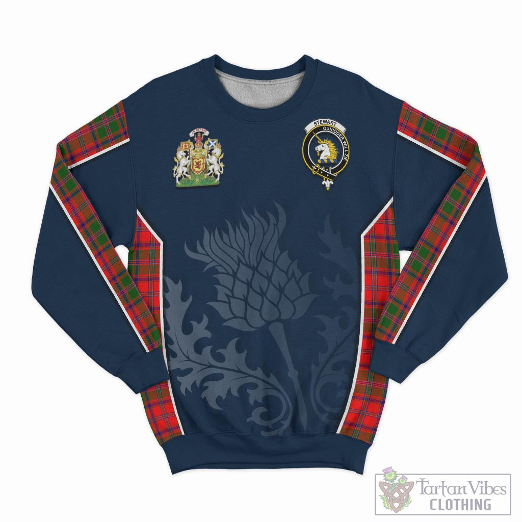 Tartan Vibes Clothing Stewart of Appin Modern Tartan Sweatshirt with Family Crest and Scottish Thistle Vibes Sport Style