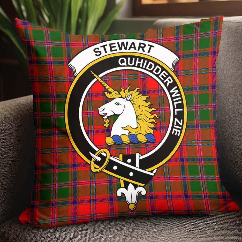 Stewart of Appin Modern Tartan Pillow Cover with Family Crest - Tartanvibesclothing