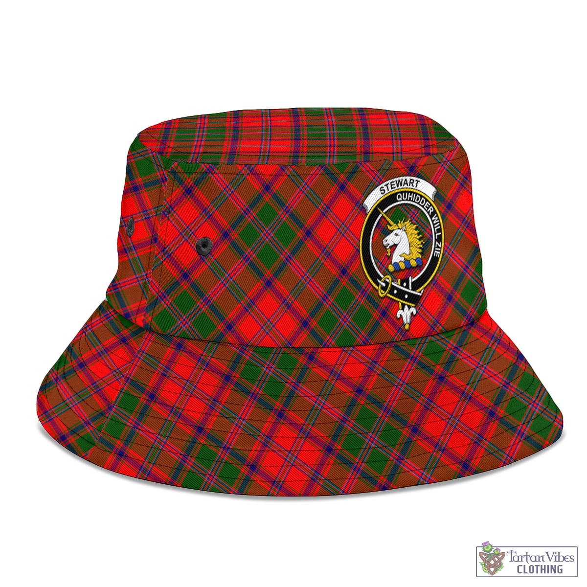 Tartan Vibes Clothing Stewart of Appin Modern Tartan Bucket Hat with Family Crest