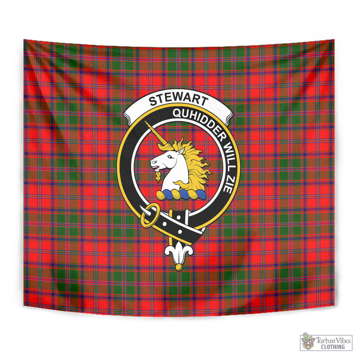 Tartan Vibes Clothing Stewart of Appin Modern Tartan Tapestry Wall Hanging and Home Decor for Room with Family Crest