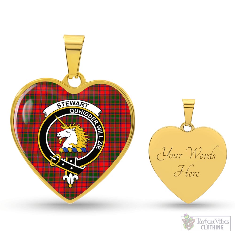 Tartan Vibes Clothing Stewart of Appin Modern Tartan Heart Necklace with Family Crest