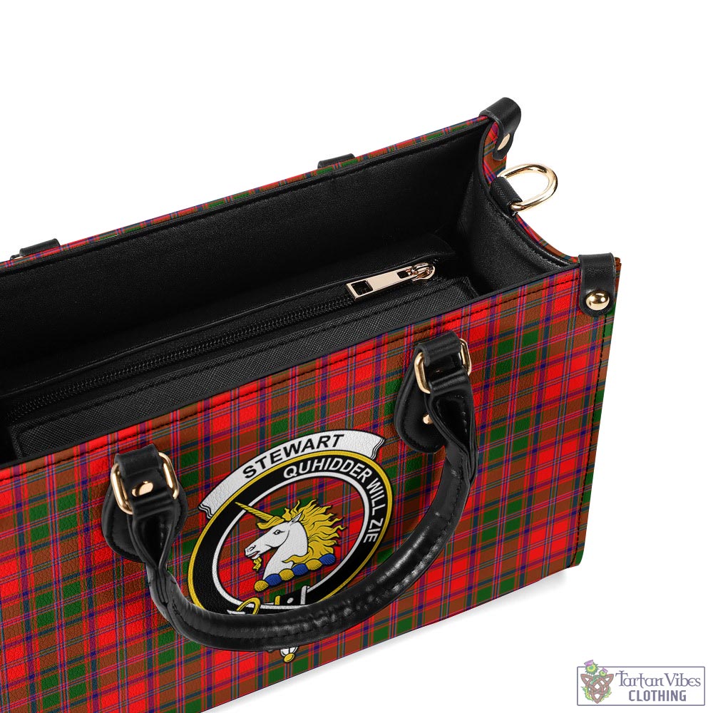 Tartan Vibes Clothing Stewart of Appin Modern Tartan Luxury Leather Handbags with Family Crest