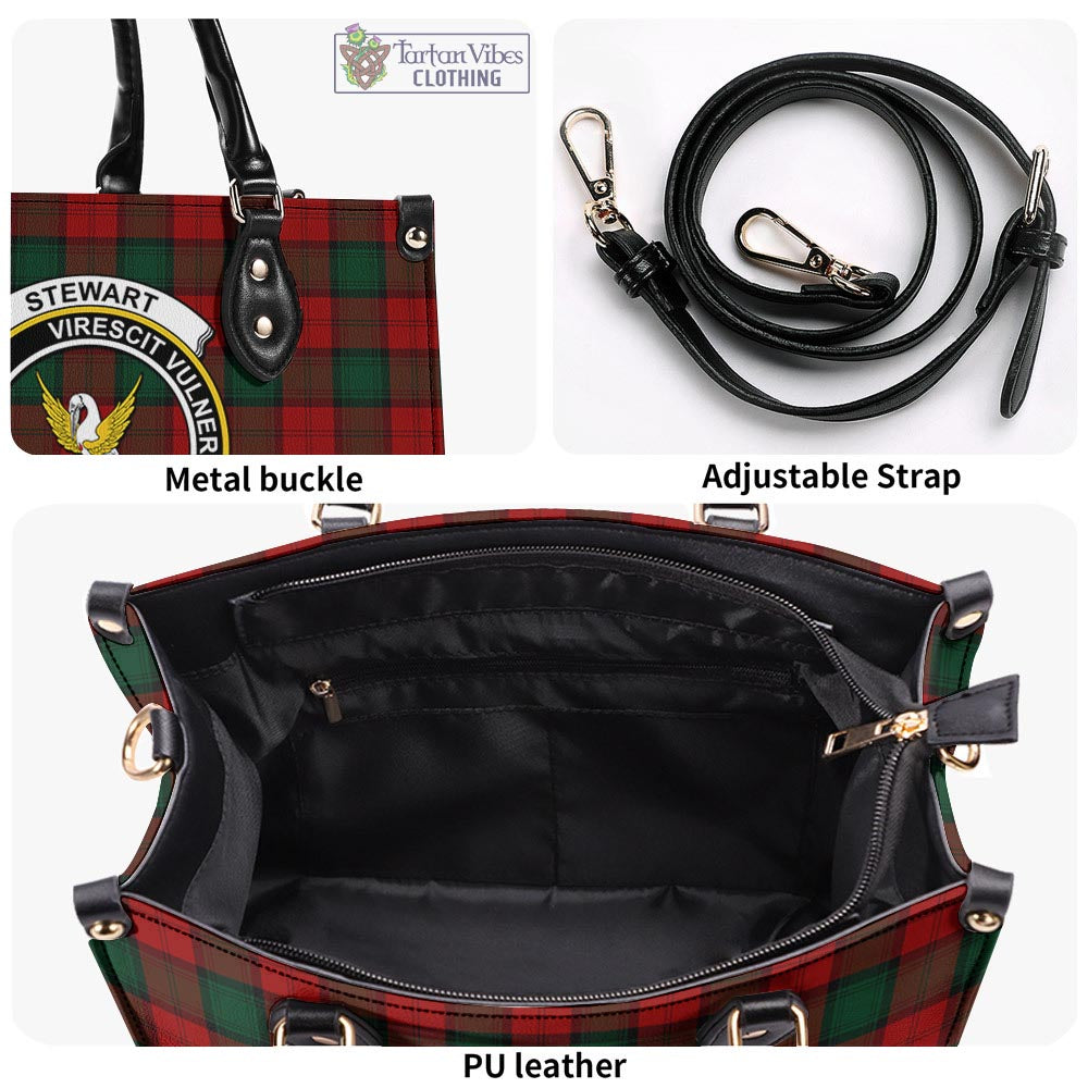 Tartan Vibes Clothing Stewart of Atholl Tartan Luxury Leather Handbags with Family Crest