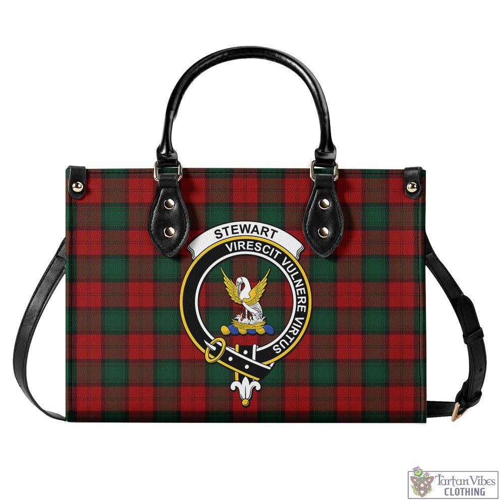 Tartan Vibes Clothing Stewart of Atholl Tartan Luxury Leather Handbags with Family Crest