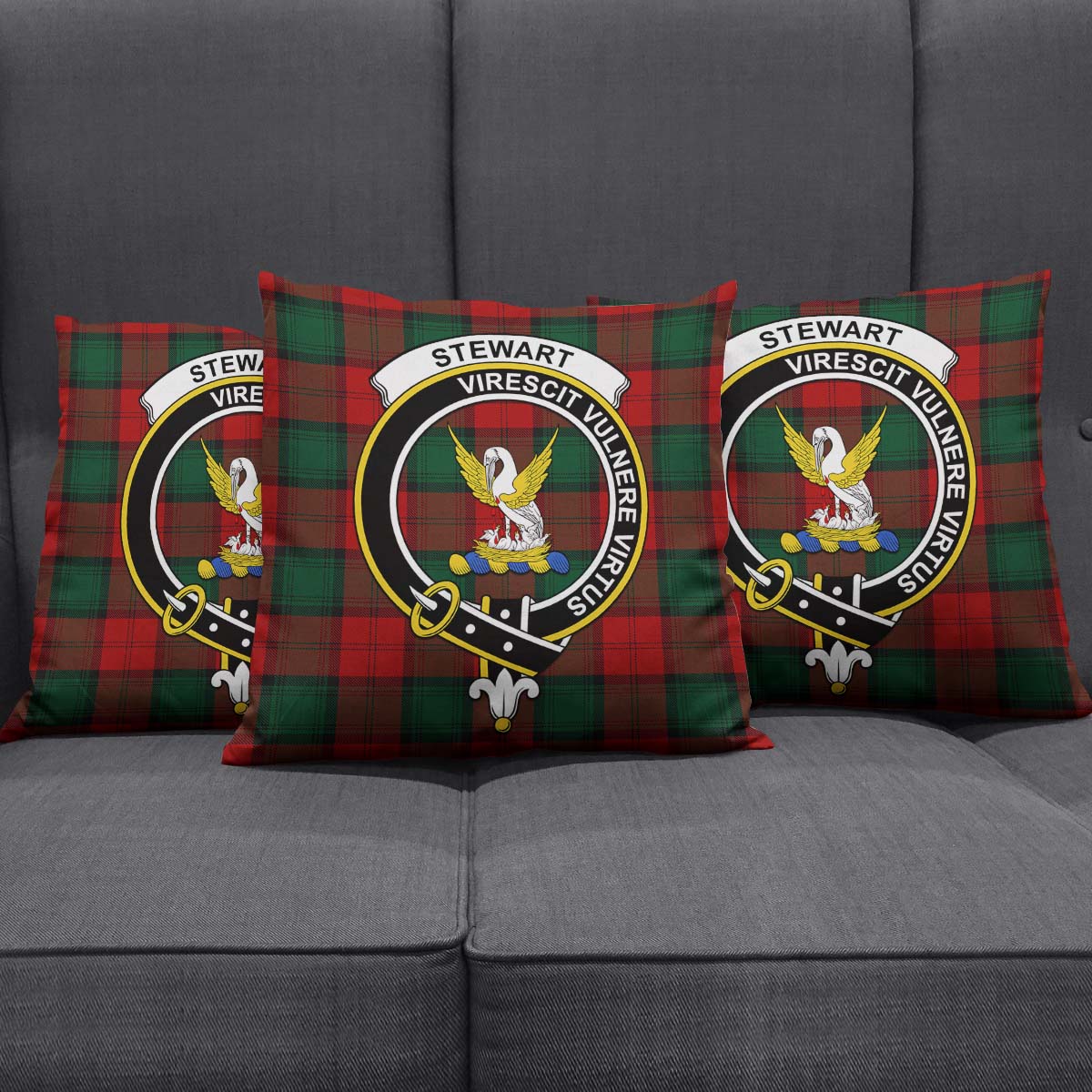 Stewart of Atholl Tartan Pillow Cover with Family Crest Square Pillow Cover - Tartanvibesclothing