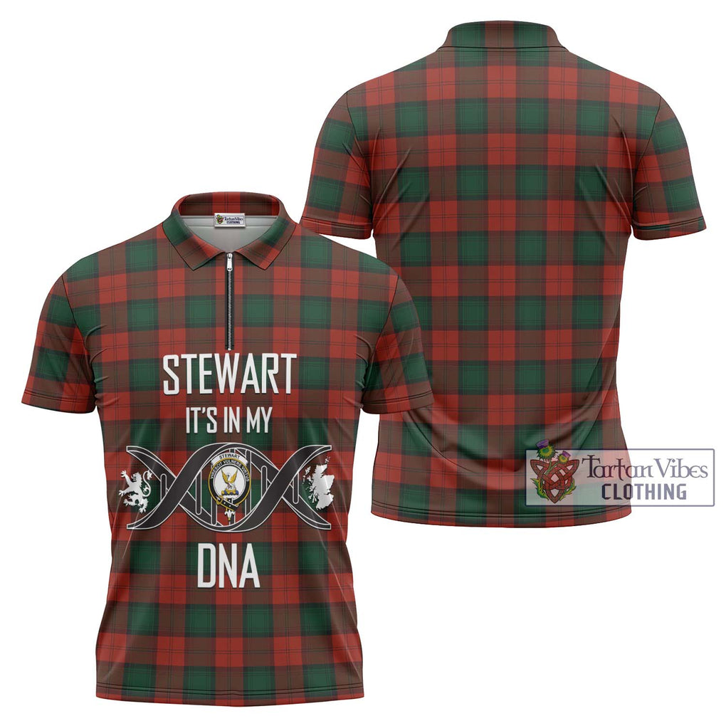 Stewart of Atholl Tartan Zipper Polo Shirt with Family Crest DNA In Me Style Unisex - Tartanvibesclothing Shop