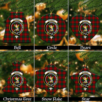 Stewart of Atholl Tartan Christmas Ceramic Ornaments with Family Crest