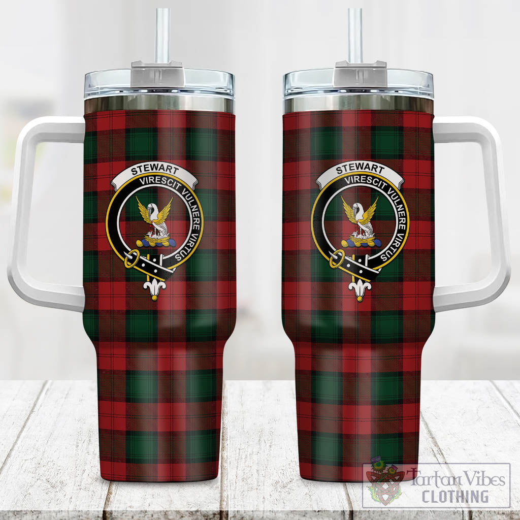 Tartan Vibes Clothing Stewart of Atholl Tartan and Family Crest Tumbler with Handle