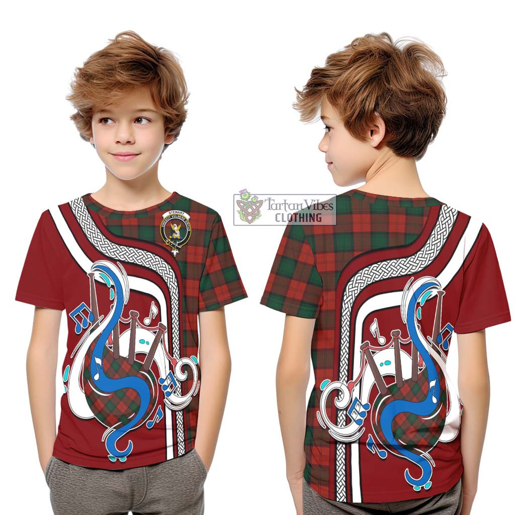 Tartan Vibes Clothing Stewart of Atholl Tartan Kid T-Shirt with Epic Bagpipe Style