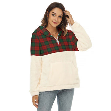 Stewart of Atholl Tartan Women's Borg Fleece Hoodie With Half Zip