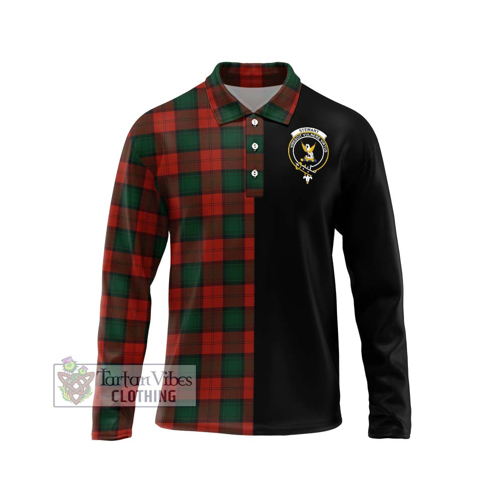 Stewart of Atholl Tartan Long Sleeve Polo Shirt with Family Crest and Half Of Me Style Unisex - Tartanvibesclothing Shop