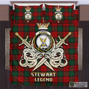 Stewart of Atholl Tartan Bedding Set with Clan Crest and the Golden Sword of Courageous Legacy