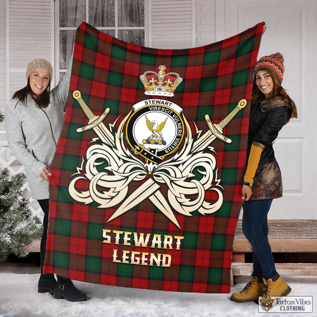 Tartan Vibes Clothing Stewart of Atholl Tartan Blanket with Clan Crest and the Golden Sword of Courageous Legacy