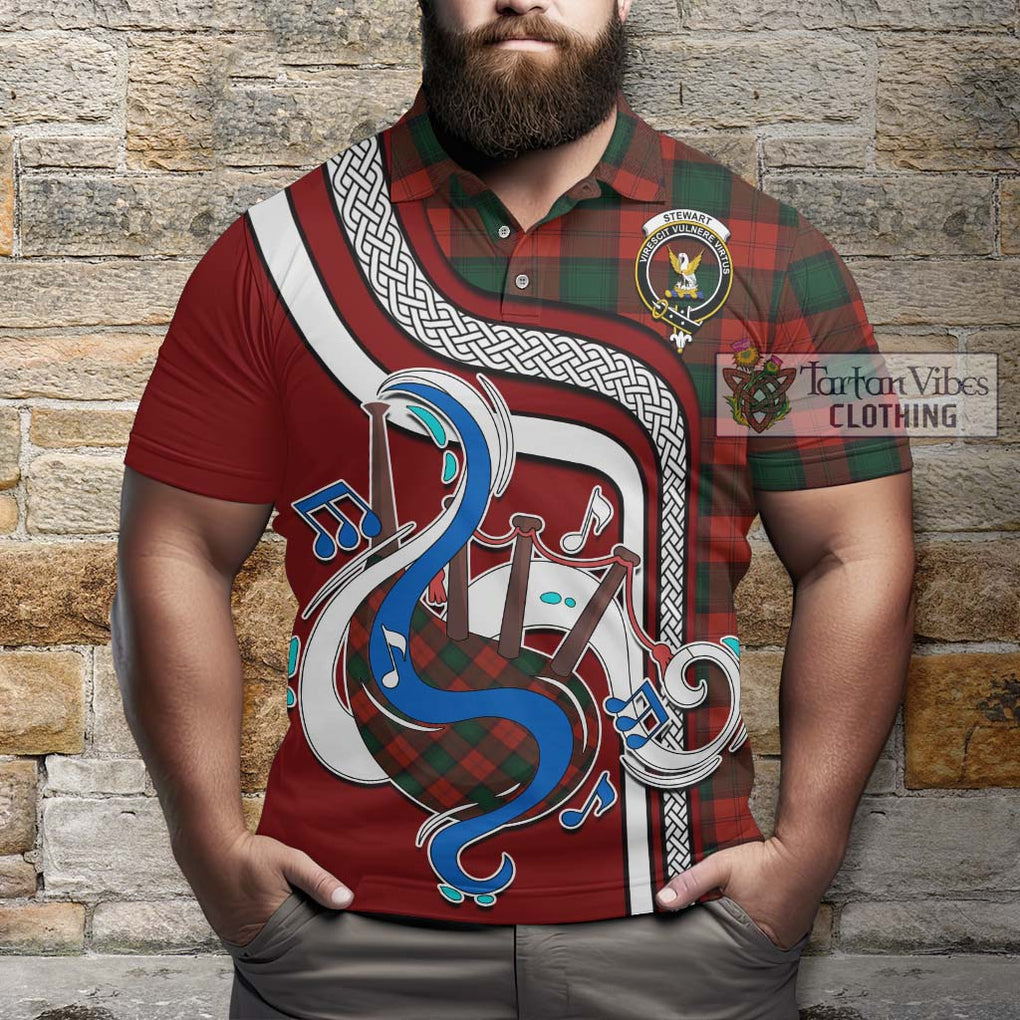 Tartan Vibes Clothing Stewart of Atholl Tartan Polo Shirt with Epic Bagpipe Style