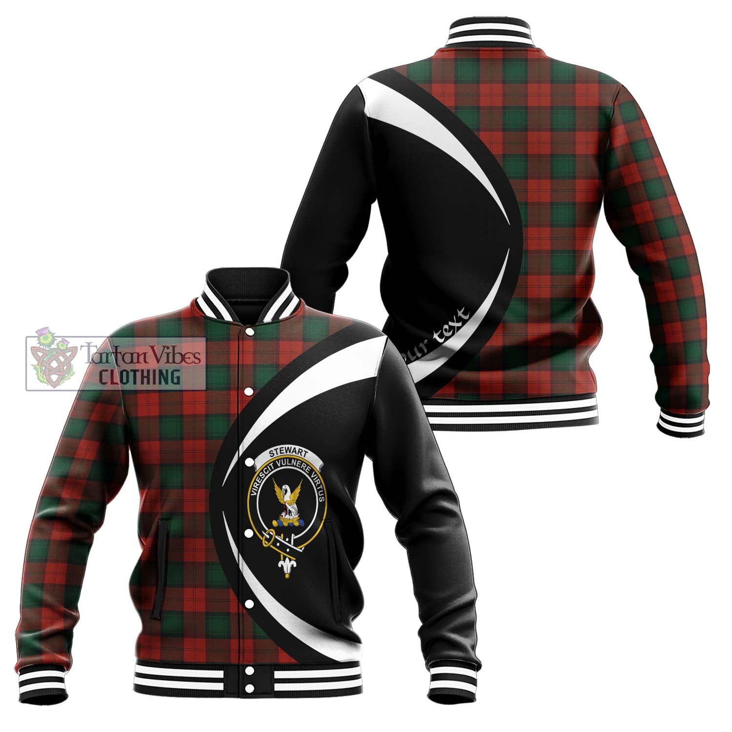 Stewart of Atholl Tartan Baseball Jacket with Family Crest Circle Style Unisex - Tartan Vibes Clothing