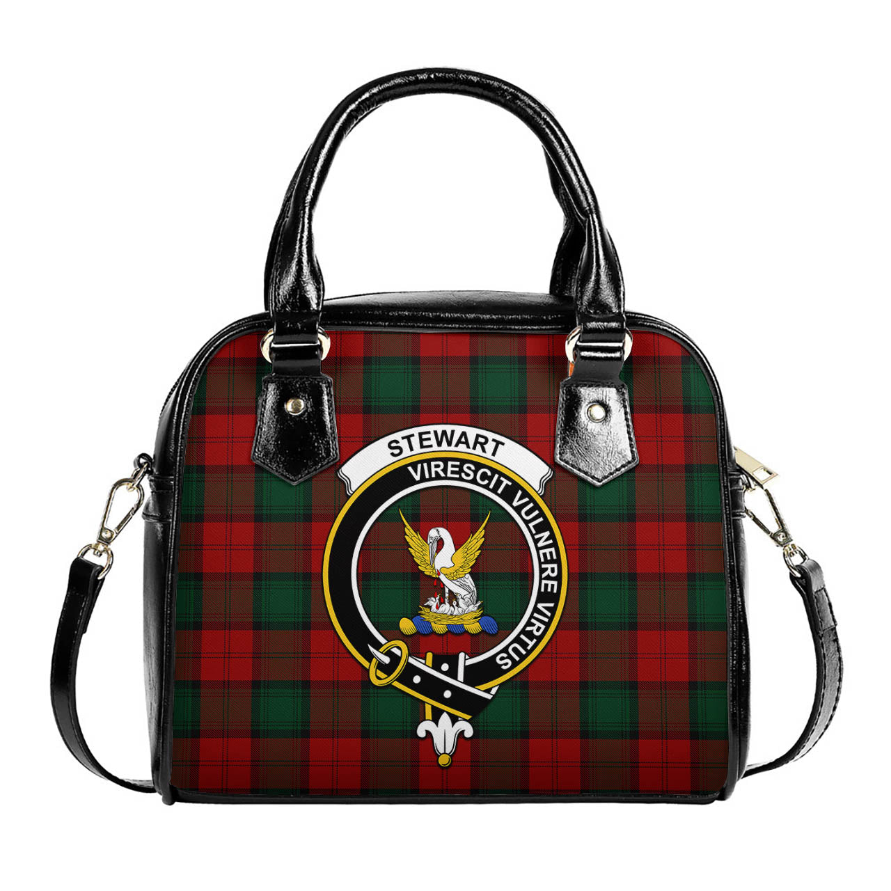 Stewart of Atholl Tartan Shoulder Handbags with Family Crest One Size 6*25*22 cm - Tartanvibesclothing