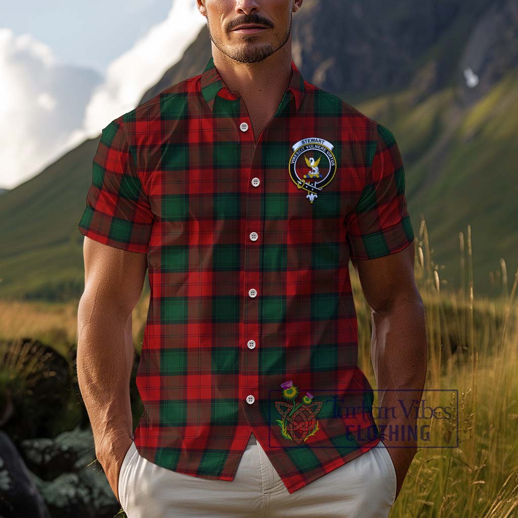 Stewart of Atholl Tartan Cotton Hawaiian Shirt with Family Crest Adult - Tartan Vibes Clothing