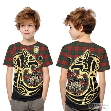 Stewart of Atholl Tartan Kid T-Shirt with Family Crest Celtic Wolf Style