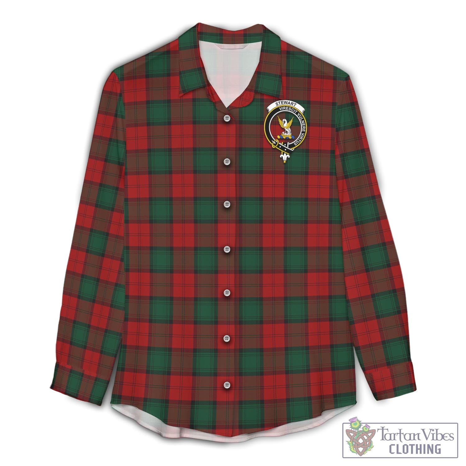 Tartan Vibes Clothing Stewart of Atholl Tartan Womens Casual Shirt with Family Crest