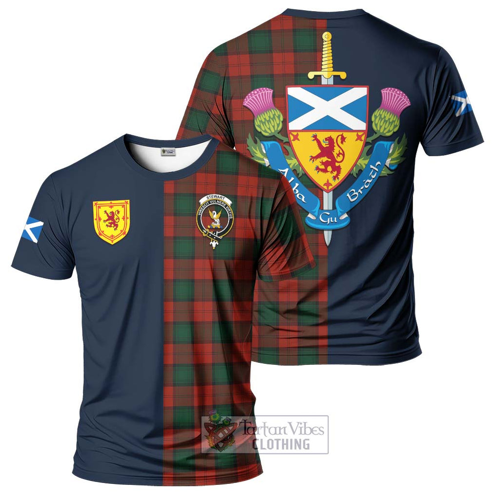 Tartan Vibes Clothing Stewart of Atholl Tartan T-Shirt Alba with Scottish Lion Royal Arm Half Style