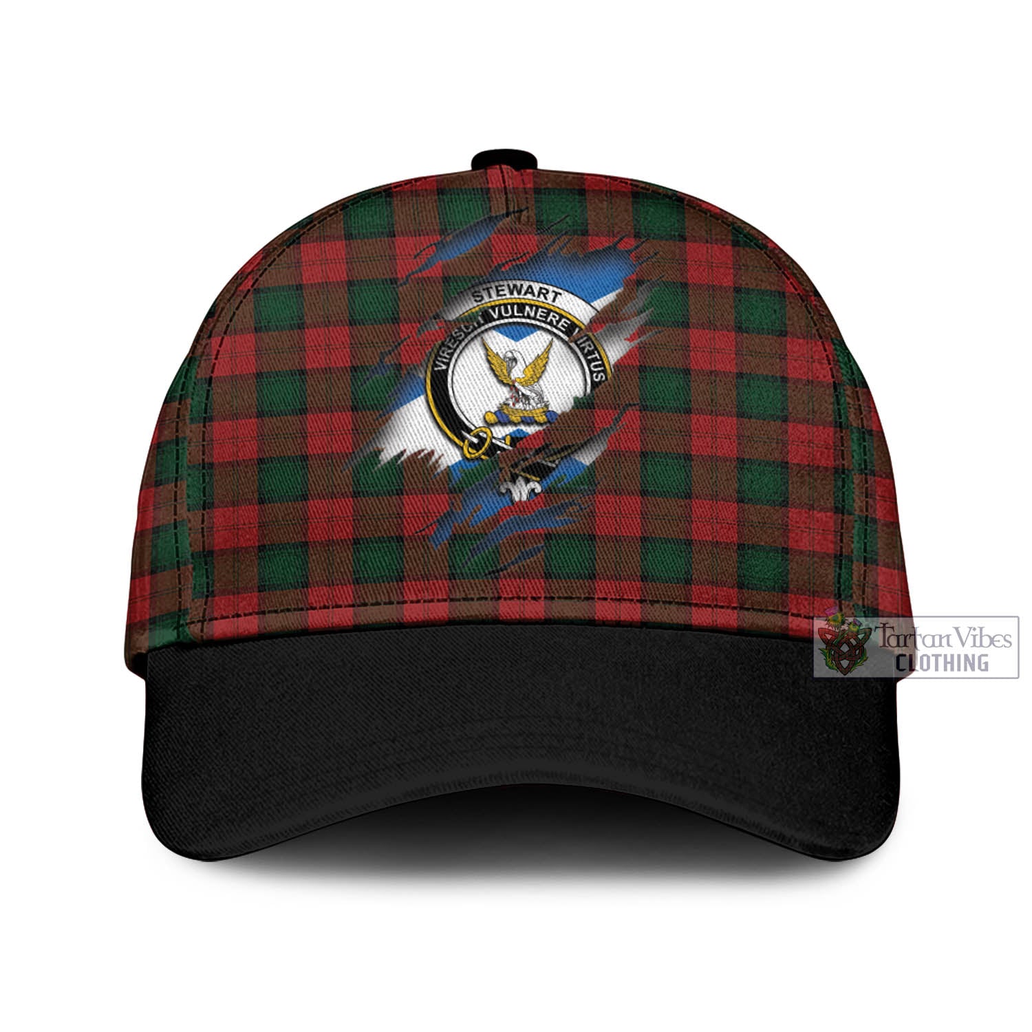 Tartan Vibes Clothing Stewart of Atholl Tartan Classic Cap with Family Crest In Me Style