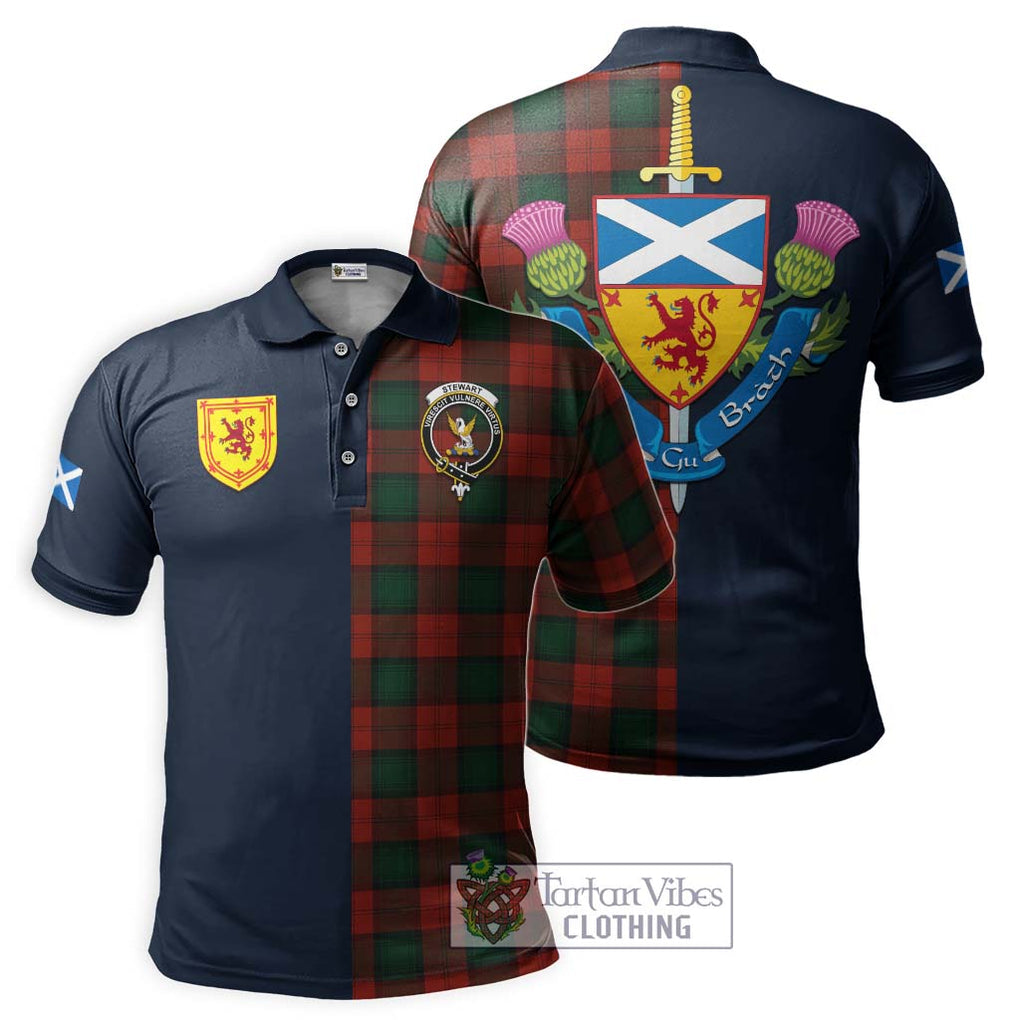 Tartan Vibes Clothing Stewart of Atholl Tartan Polo Shirt with Scottish Lion Royal Arm Half Style