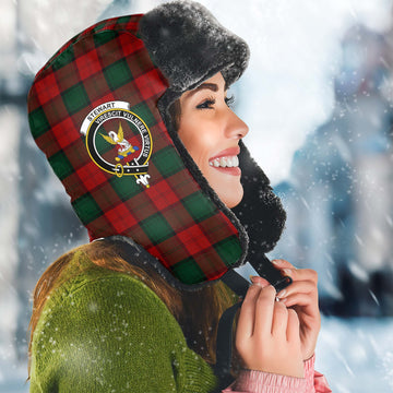 Stewart of Atholl Tartan Winter Trapper Hat with Family Crest