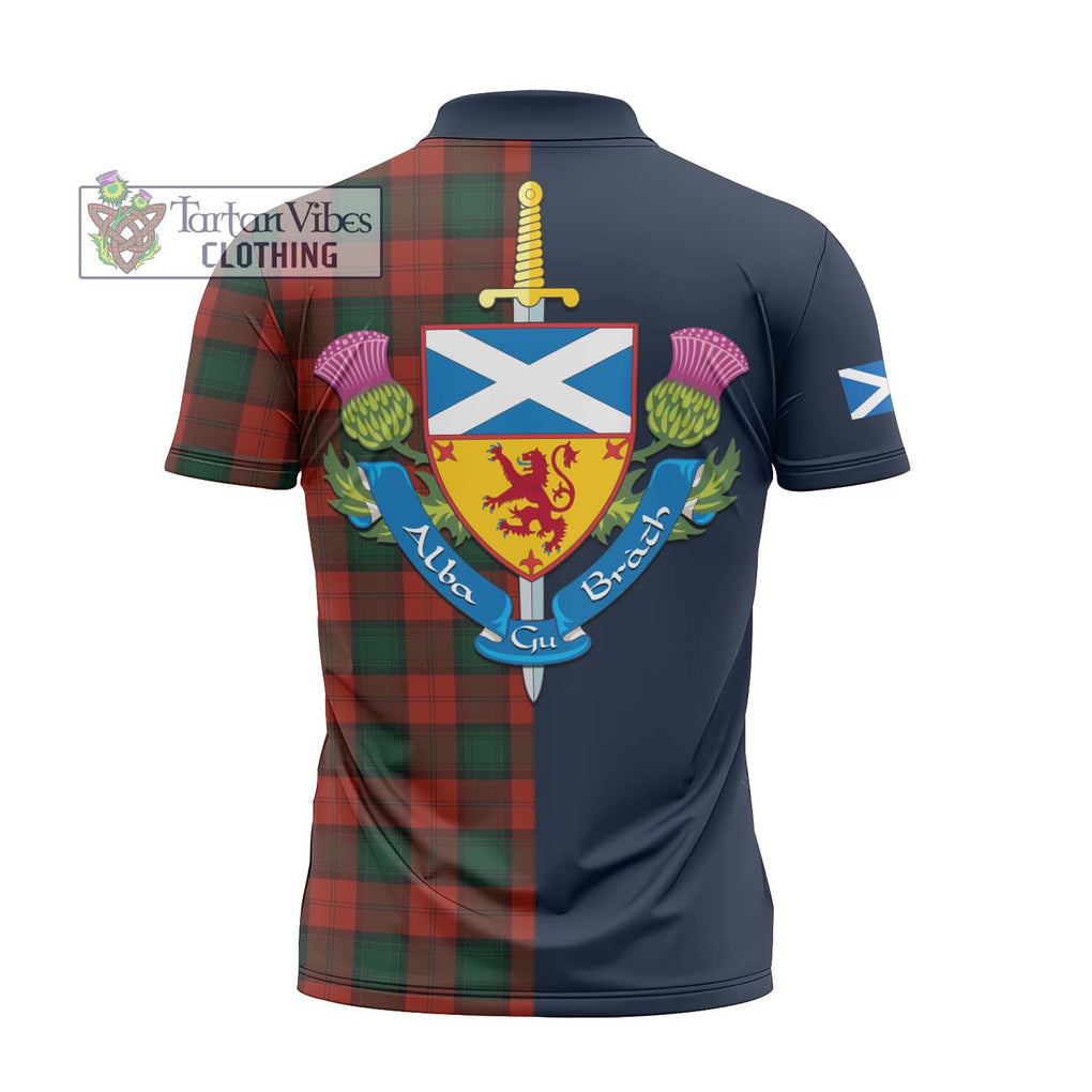 Tartan Vibes Clothing Stewart of Atholl Tartan Zipper Polo Shirt with Scottish Lion Royal Arm Half Style