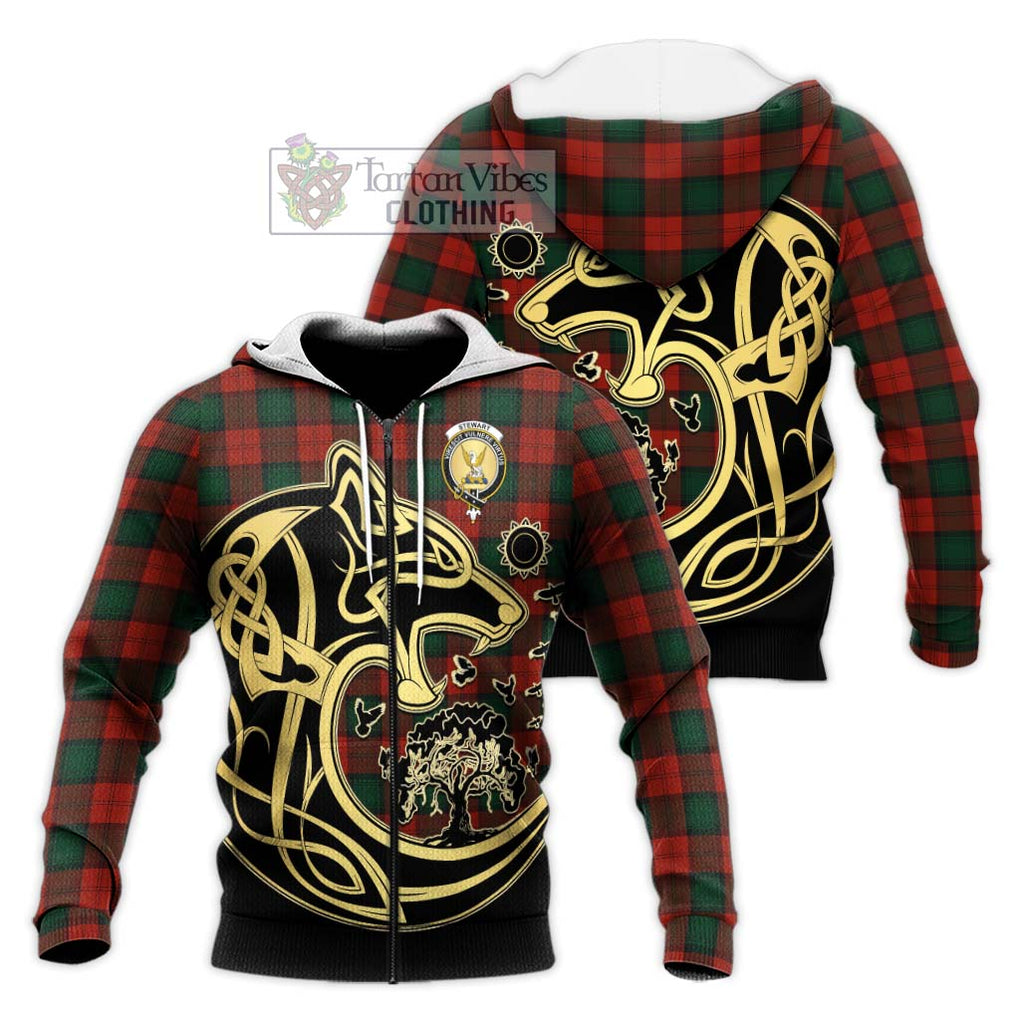 Stewart of Atholl Tartan Knitted Hoodie with Family Crest Celtic Wolf Style Unisex Knitted Zip Hoodie - Tartan Vibes Clothing