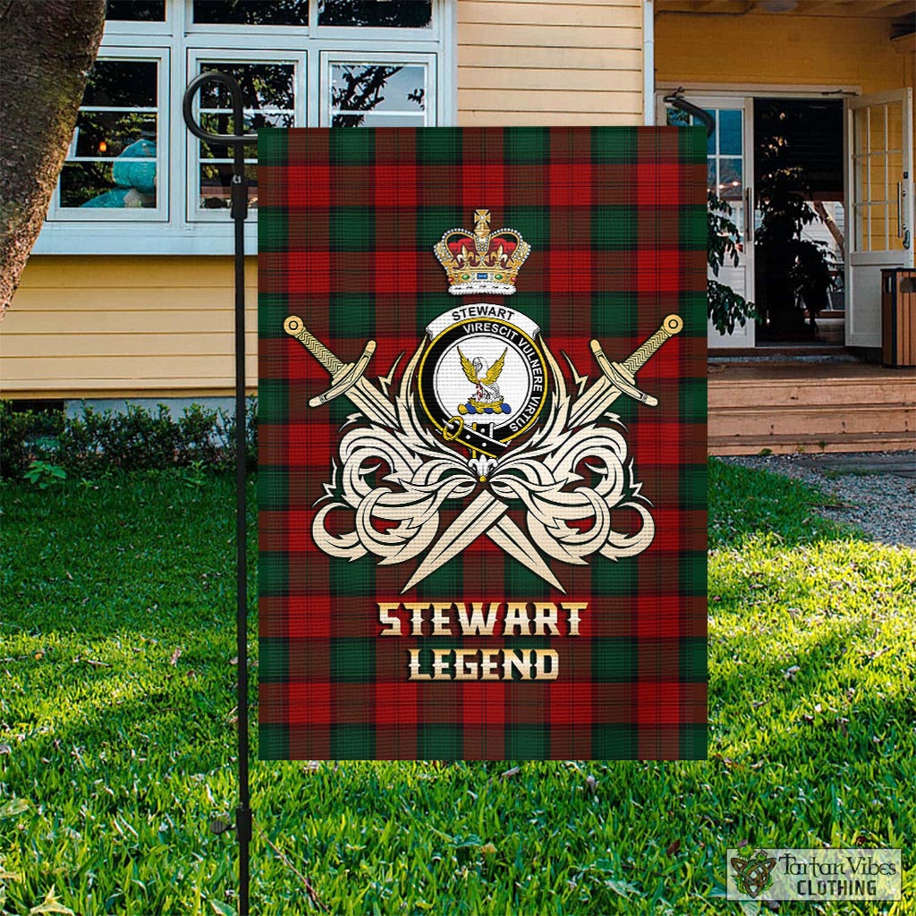 Tartan Vibes Clothing Stewart of Atholl Tartan Flag with Clan Crest and the Golden Sword of Courageous Legacy