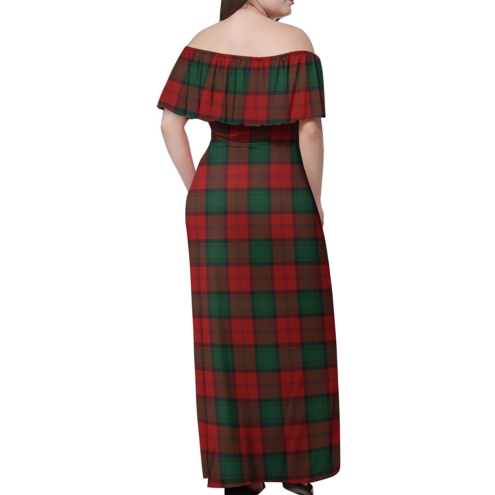 Stewart of Atholl Tartan Off Shoulder Long Dress - Tartanvibesclothing