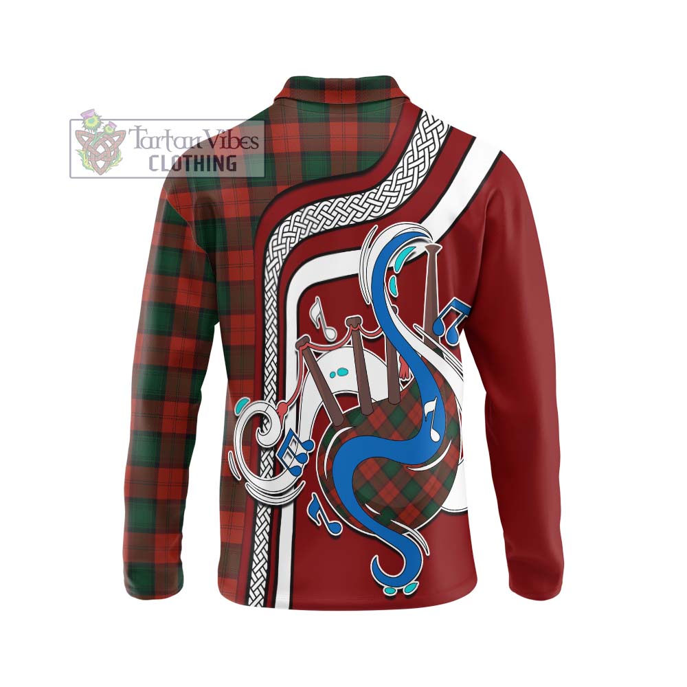 Tartan Vibes Clothing Stewart of Atholl Tartan Long Sleeve Polo Shirt with Epic Bagpipe Style