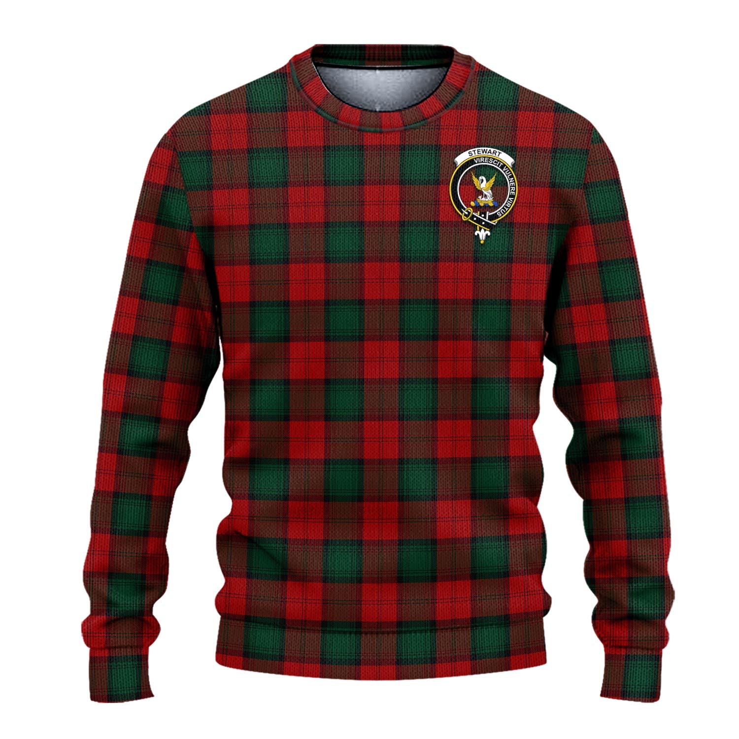 Stewart of Atholl Tartan Knitted Sweater with Family Crest - Tartanvibesclothing