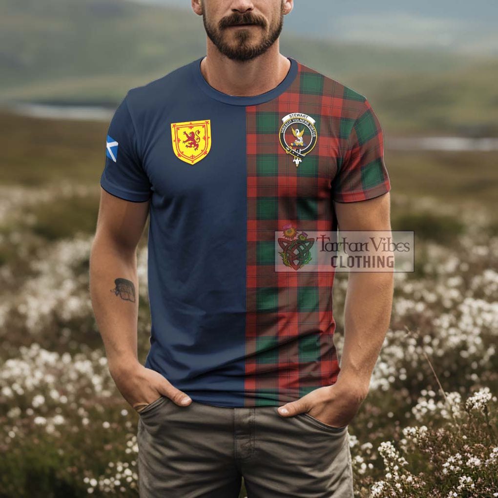 Tartan Vibes Clothing Stewart of Atholl Tartan T-Shirt Alba with Scottish Lion Royal Arm Half Style