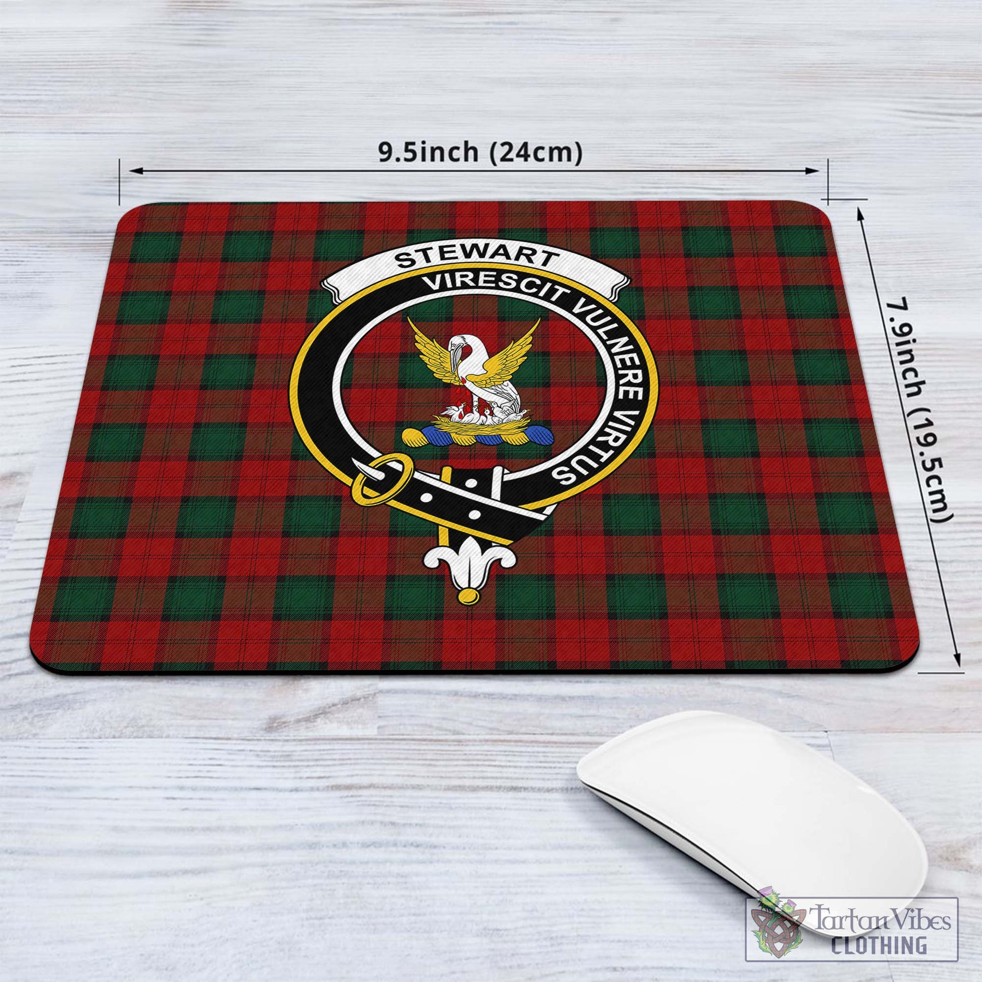 Tartan Vibes Clothing Stewart of Atholl Tartan Mouse Pad with Family Crest