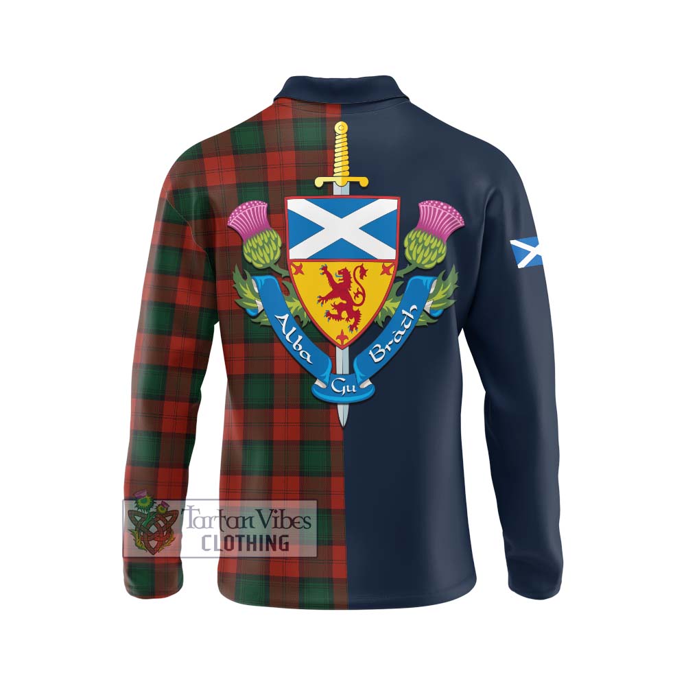 Tartan Vibes Clothing Stewart of Atholl Tartan Long Sleeve Polo Shirt with Scottish Lion Royal Arm Half Style