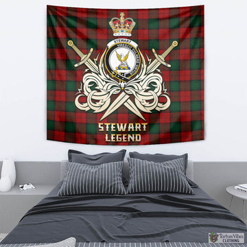 Stewart of Atholl Tartan Tapestry with Clan Crest and the Golden Sword of Courageous Legacy