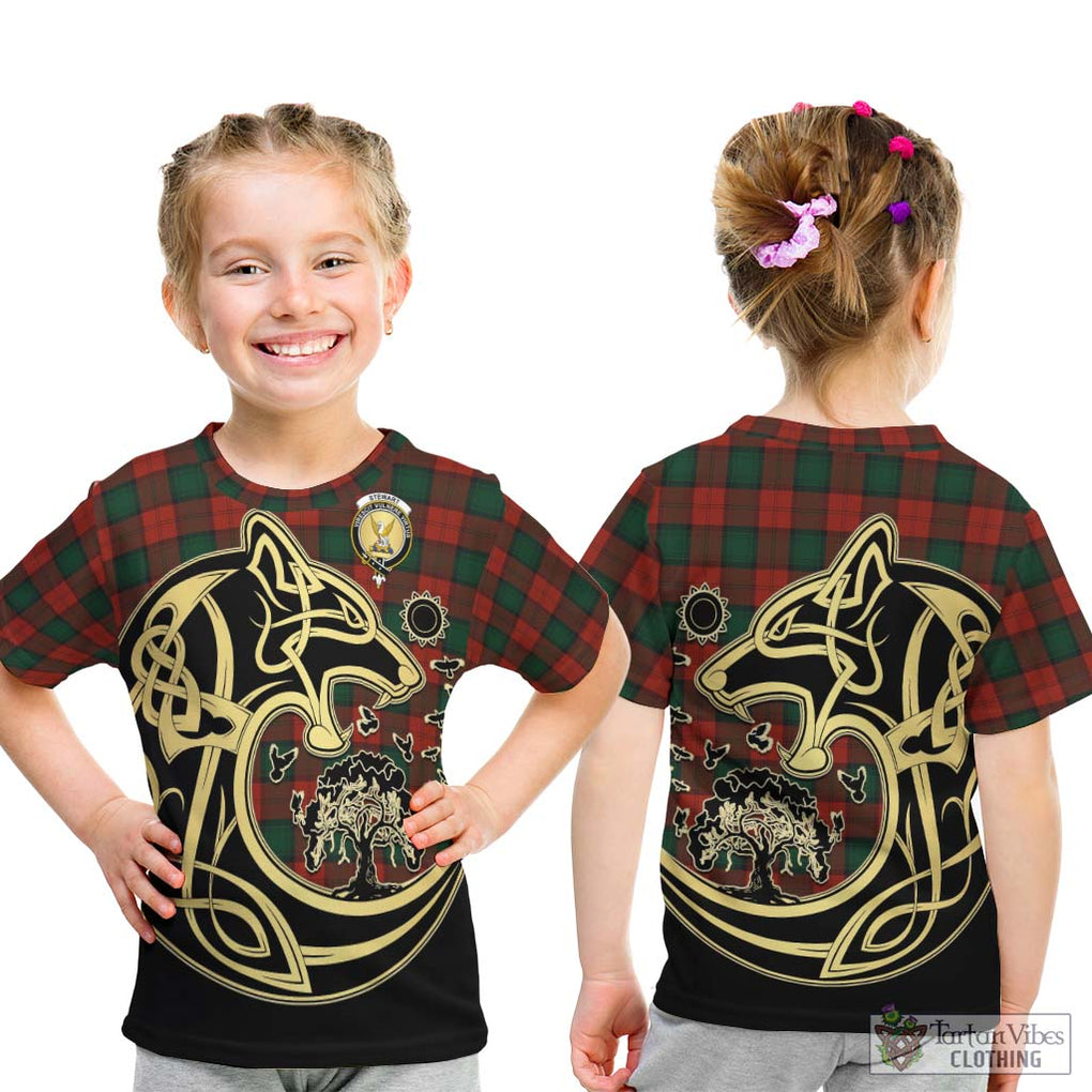 Stewart of Atholl Tartan Kid T-Shirt with Family Crest Celtic Wolf Style - Tartan Vibes Clothing