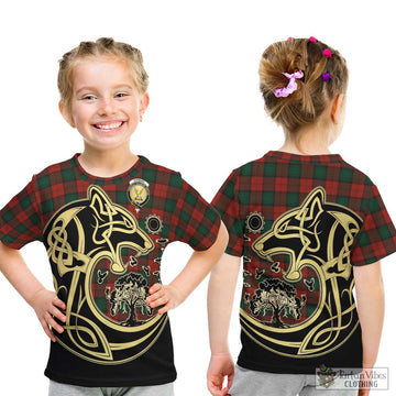 Stewart of Atholl Tartan Kid T-Shirt with Family Crest Celtic Wolf Style