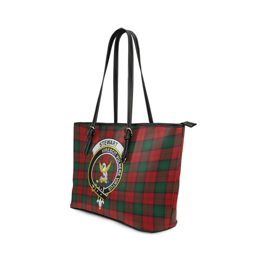 Stewart of Atholl Tartan Leather Tote Bag with Family Crest - Tartan Vibes Clothing