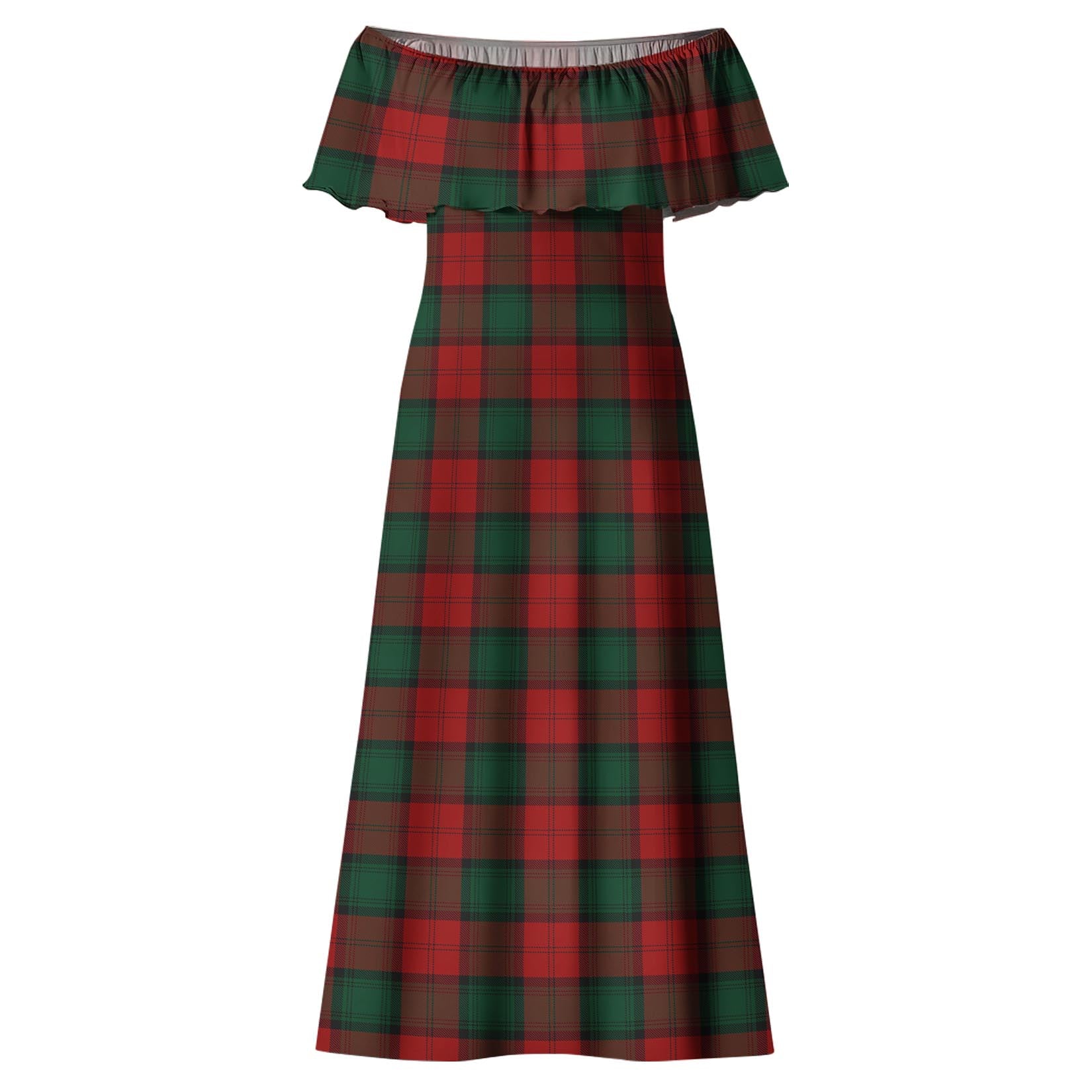 Stewart of Atholl Tartan Off Shoulder Long Dress - Tartanvibesclothing