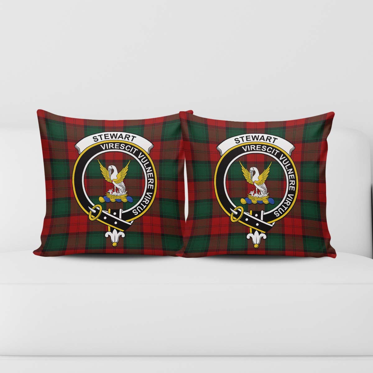 Stewart of Atholl Tartan Pillow Cover with Family Crest - Tartanvibesclothing