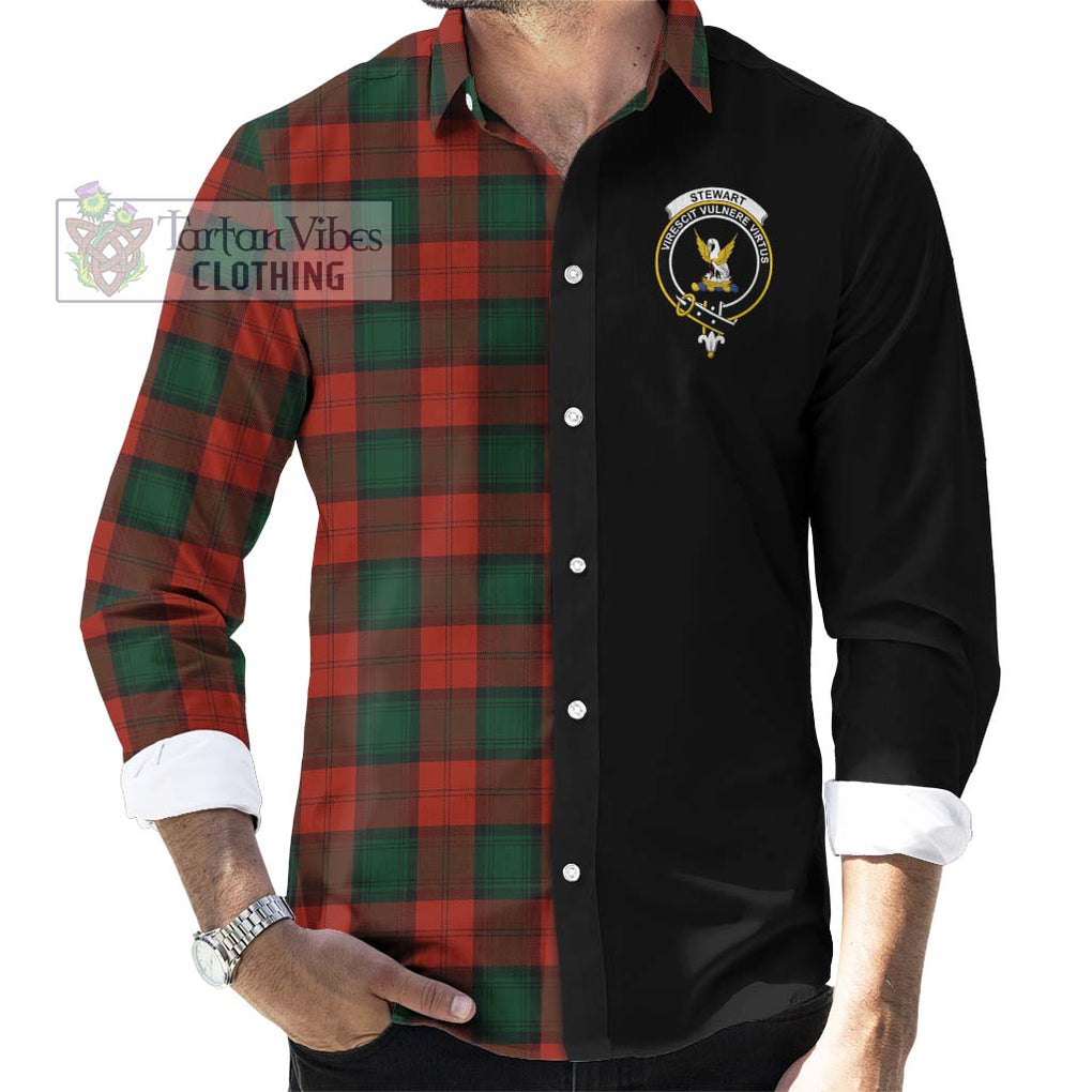 Stewart of Atholl Tartan Long Sleeve Button Shirt with Family Crest and Half Of Me Style - Tartanvibesclothing Shop