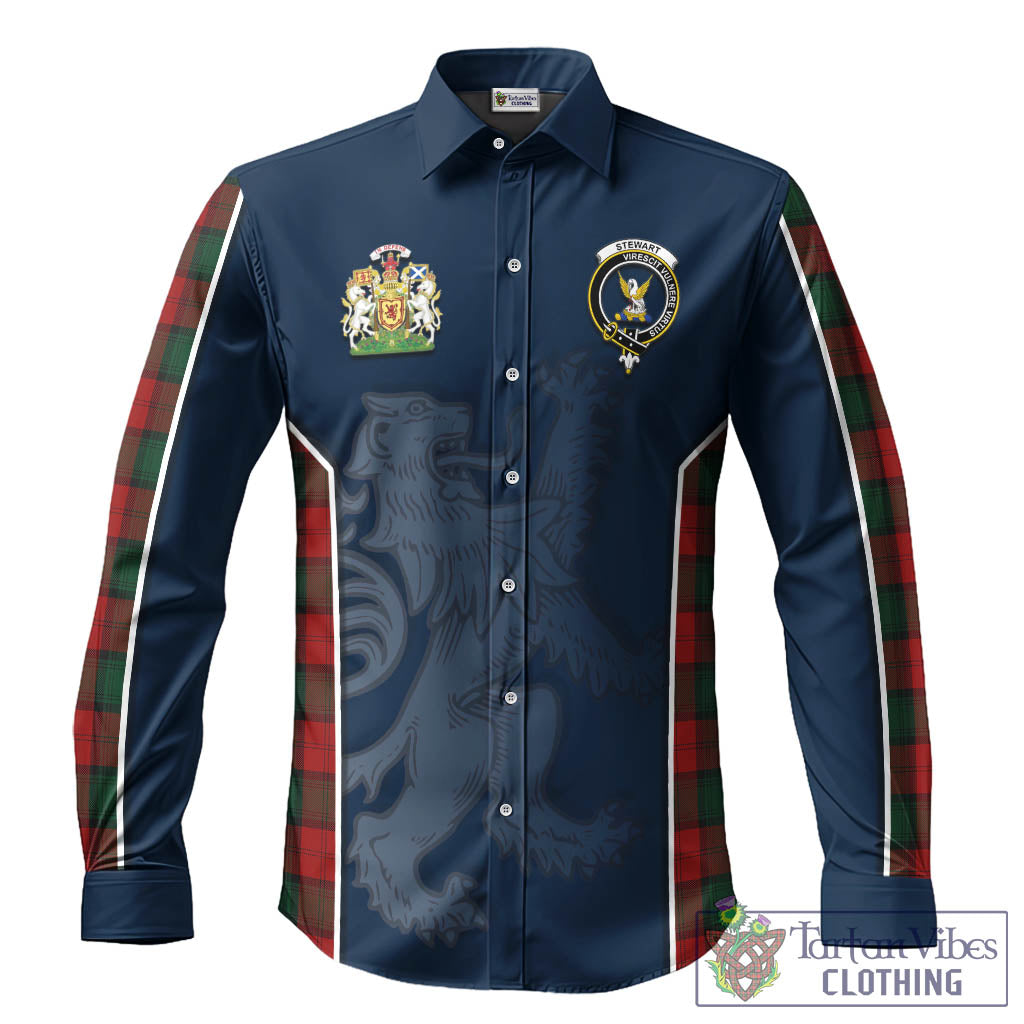 Stewart of Atholl Tartan Long Sleeve Button Up Shirt with Family Crest and Lion Rampant Vibes Sport Style